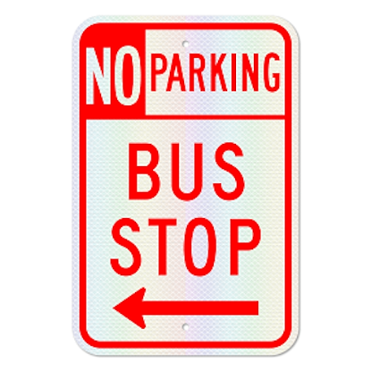 Picture of No Parking Bus Stop with Left Arrow